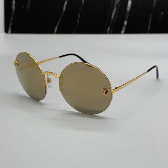 NEW CARTIER SUNGLASSES, ROUND GOLD WOMEN SUNGLASSES CARTIER CT0022S 002 - Picture 8 of 14